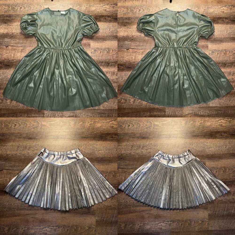 Zara Green Dress and Silver Skirt Set Bundle Size 11-12Y